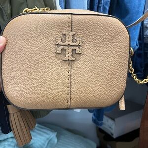 Tory Burch Beige Leather Crossbody Bag
